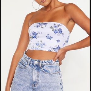 NWT Blue Floral Crop Top